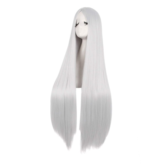 Other - 40" Long Silver Straight Cosplay Wig, Anime Costume Party Hair for Women Silver